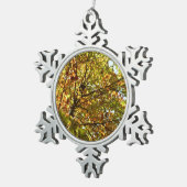 メープルツリーの緑と金ゴールドの秋色の変更 スノーフレークピューターオーナメント (右)