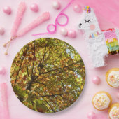 メープルツリーの緑と金ゴールドの秋色の変更 ペーパープレート (パーティー)