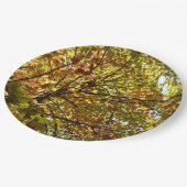 メープルツリーの緑と金ゴールドの秋色の変更 ペーパープレート (アングル)