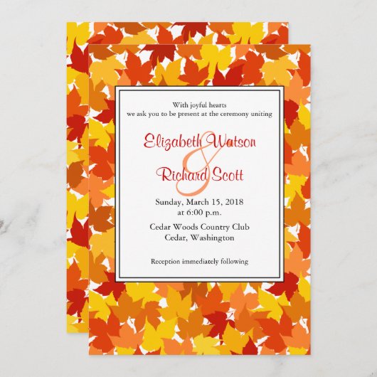 メープルツリーオータム結婚式招待状 招待状 (正面/裏面)