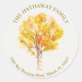 メープルツリーラウンド差出人住所ラベル ラウンドシール (正面)