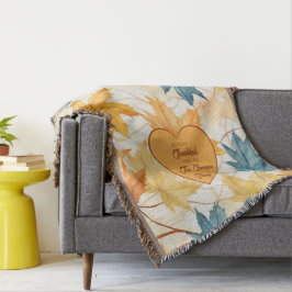 メープルパーソナライズされた離れ感謝祭ハート スローブランケット