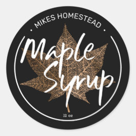 メープルモダンシロップのラベル銅メープルリーフ ラウンドシール