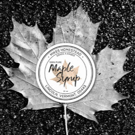 メープルモダンシロップのラベル銅メープルリーフ ラウンドシール