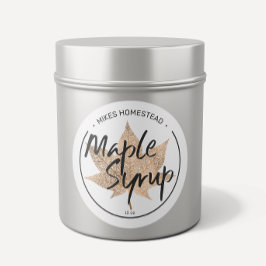 メープルモダンシロップのラベル銅メープルリーフ ラウンドシール