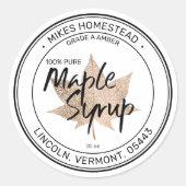 メープルモダンシロップのラベル銅メープルリーフ ラウンドシール (正面)