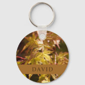 メープルモダンリーフの緑のキーリング キーホルダー (裏面)