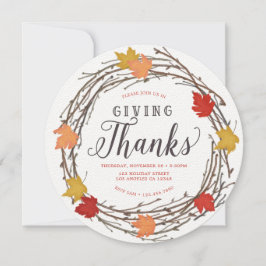 メープルリース感謝祭ディナー招待状 招待状