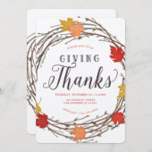 メープルリース感謝祭ディナー招待状 招待状 (正面/裏面)