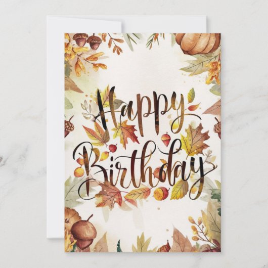 メープルリーフかわいらし秋秋ハッピーバースデー カード (正面)