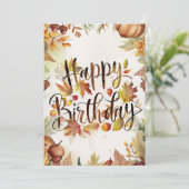 メープルリーフかわいらし秋秋ハッピーバースデー カード (スタンド正面)