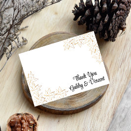 メープルリーフエッジ秋の結婚式サンキューノート – フラット 招待状