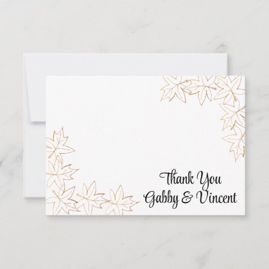 メープルリーフエッジ秋の結婚式サンキューノート – フラット 招待状 (正面)