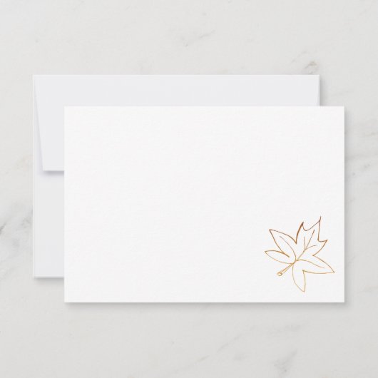 メープルリーフエッジ秋の結婚式サンキューノート – フラット 招待状 (裏面)