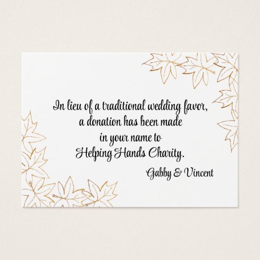 メープルリーフエッジ秋の結婚式チャリティーフェイスカード (正面)