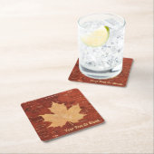 メープルリーフオンインナー樺の木樹皮 スクエアペーパーコースター (インサイチュ)