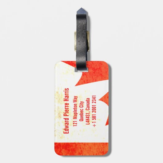 メープルリーフカナダ国旗の荷物タグ ラゲッジタグ (裏面縦)