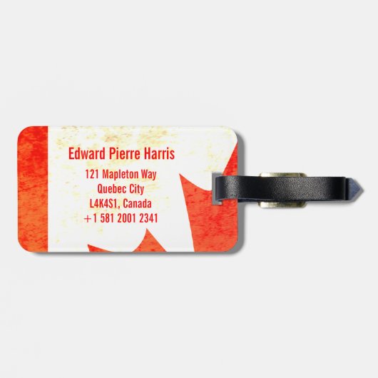 メープルリーフカナダ国旗の荷物タグ ラゲッジタグ (裏面横)