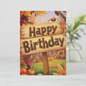 メープルリーフカラフル秋秋ハッピーバースデー カード (スタンド正面)