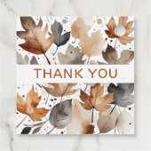 メープルリーフグレーブラウンオータム結婚式の引き出物ラベル フェイバータグ (裏面)