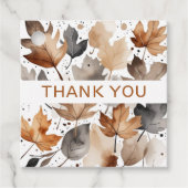 メープルリーフグレーブラウンオータム結婚式の引き出物ラベル フェイバータグ (正面)