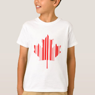 メープルリーフバーコードカナダ国旗のバーコードパターン Tシャツ