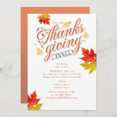 メープルリーフバーンオレンジサンクスギビングディナーパーティー 招待状 (正面/裏面)