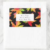 メープルリーフパターン2黒の背景ラベル 長方形シール (バッグ)