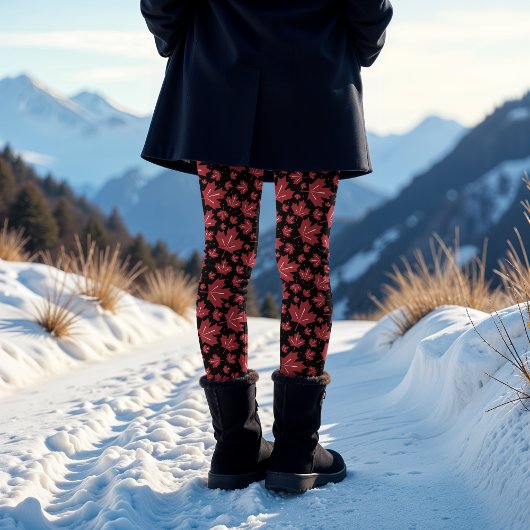 メープルリーフパターン レギンス