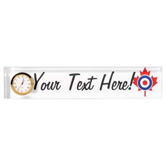 メープルリーフパーソナライズされたローンデルモダンカナダ デスクネームプレート (正面)