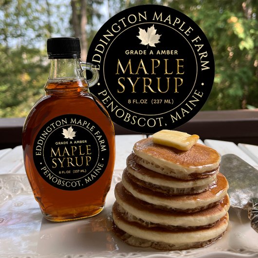 メープルリーフ付き黒メープルシロップ金ゴールドラベル スクエアシール