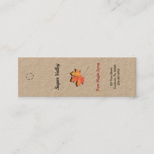 メープルリーフ切り出しメープルシロップつるラベル スキニー名刺 (正面)