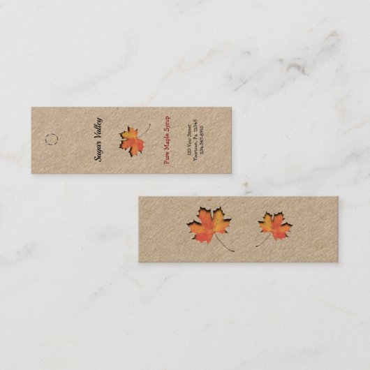 メープルリーフ切り出しメープルシロップつるラベル スキニー名刺 (正面/裏面)