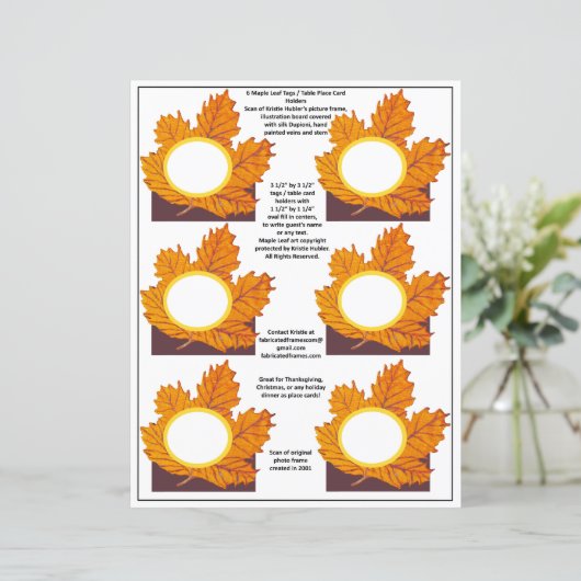 メープルリーフ感謝祭の名前テーブル座席表 (スタンド正面)