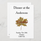 メープルリーフ感謝紅葉水彩ディナー 招待状 (正面/裏面)