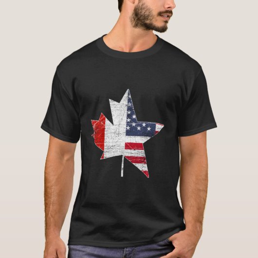 メープルリーフ米国国旗カナダ Tシャツ (正面)