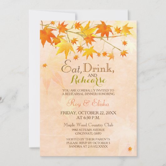 メープルリーフ結婚のリハーサルディナー 招待状 (正面)
