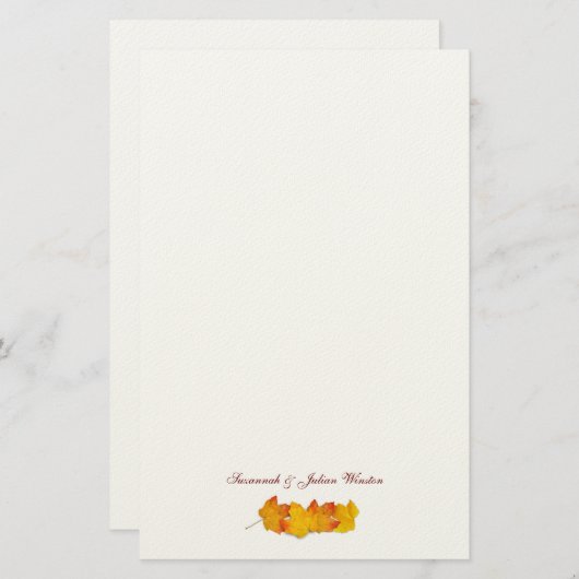 メープルリーフ署名秋をテーマにした筆記用紙 便箋 (正面/裏面)