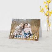 メープルリーフ賛美家族写真感謝祭 カード (黄色い花)