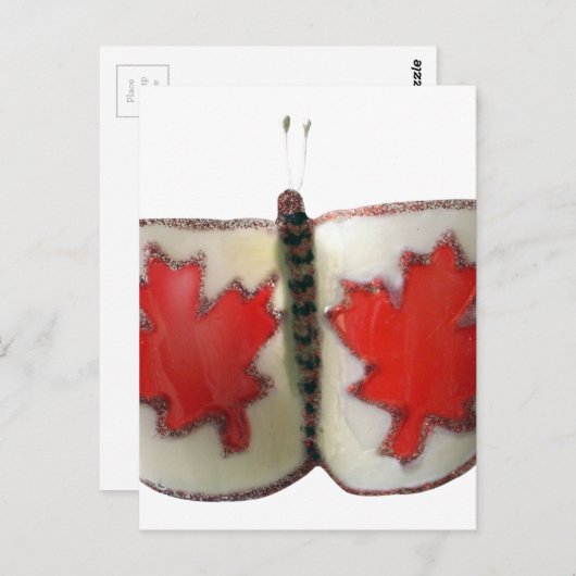 "メープルリーフ(昆虫)オオカバマダラ、モナーク"カナダ国旗の蝶 ポストカード (正面/裏面)