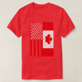 メープルリーフUSAカナダ国旗アメリカ友情C Tシャツ (デザイン正面)