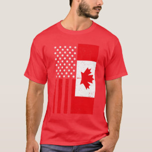 メープルリーフUSAカナダ国旗アメリカ友情C Tシャツ