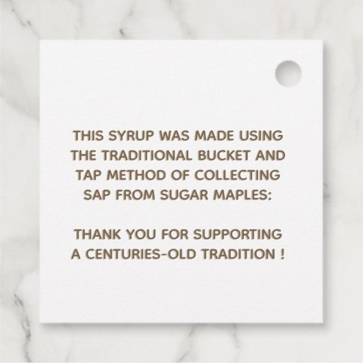 メープル伝統的シロップカラフルリーフラベル フェイバータグ (裏面)