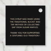 メープル伝統的シロップラベルブラック金ゴールド フェイバータグ (裏面)