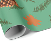 メープル及びマツのシームレスな秋用ラッピング紙 ラッピングペーパー (ロールコーナー)