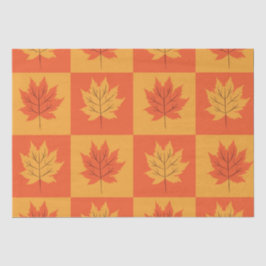 メープル市松模様にオレンジ紅葉パターン 薄葉紙