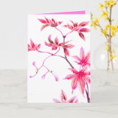 メープル日本のツリーヴィンテージイラストレーション カード (黄色い花)