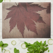 メープル日本のツリー葉およびスクリプト秋 キッチンタオル (折り畳み)