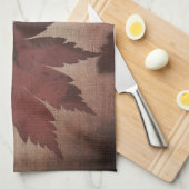 メープル日本のツリー葉およびスクリプト秋 キッチンタオル (四つ折り)