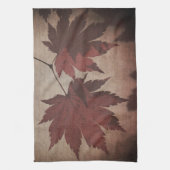 メープル日本のツリー葉およびスクリプト秋 キッチンタオル (縦)